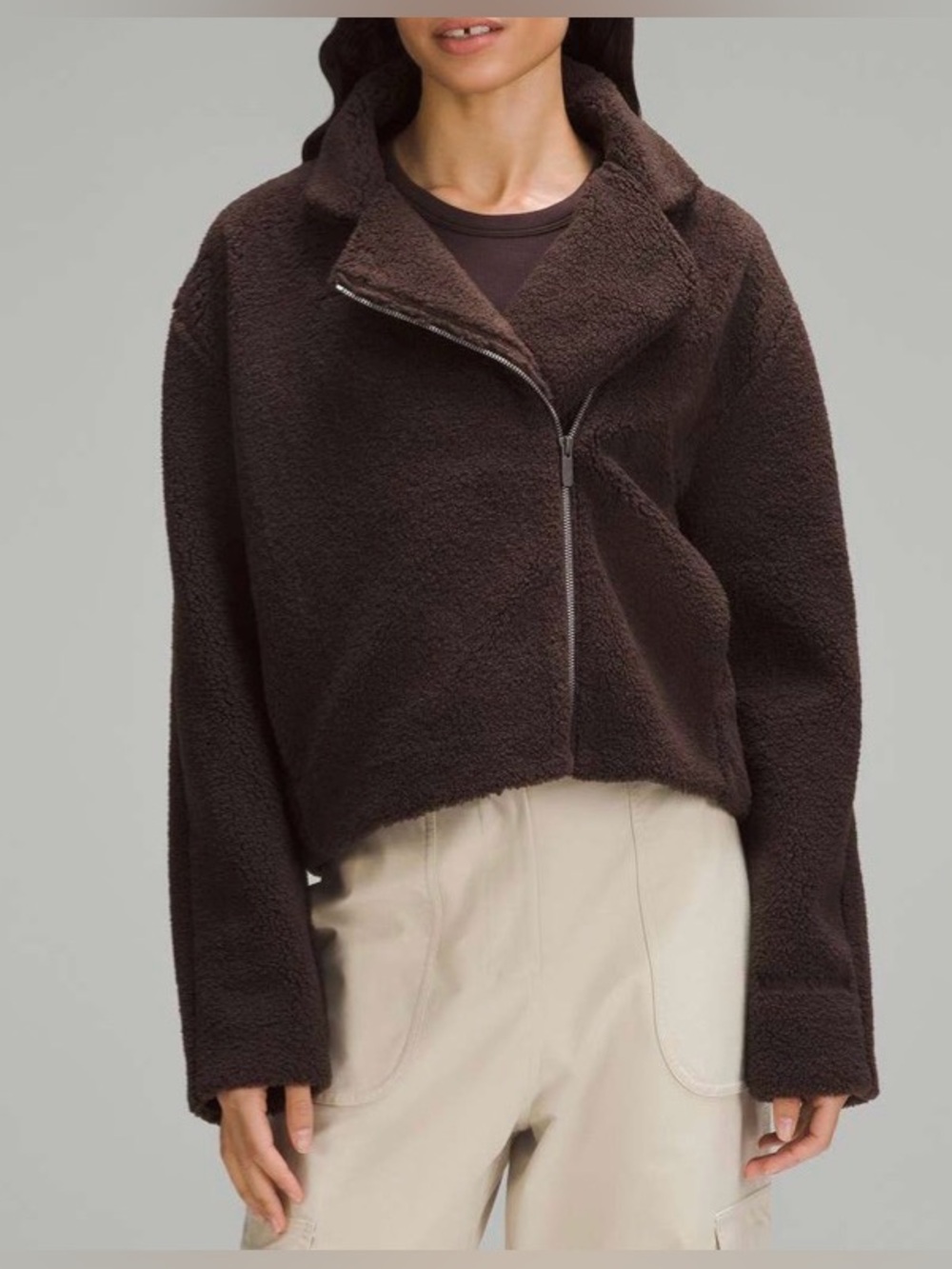 NWOT New Lululemon Textured Fleece Collared Jacket Espresso